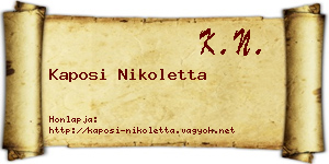 Kaposi Nikoletta névjegykártya